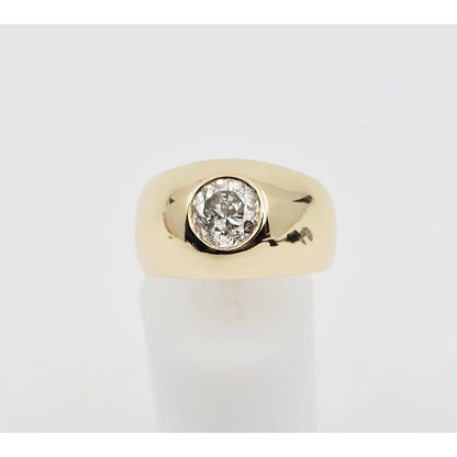 14K Yellow Gold Dome Bezel Set Old European Cut Diamond Ring