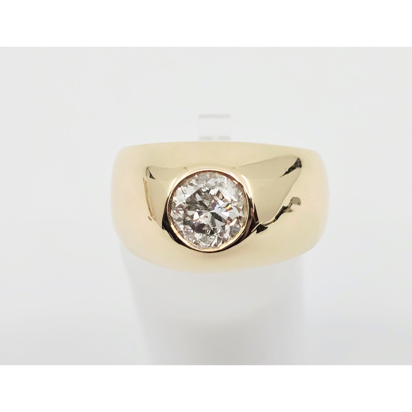 14K Yellow Gold Dome Bezel Set Old European Cut Diamond Ring