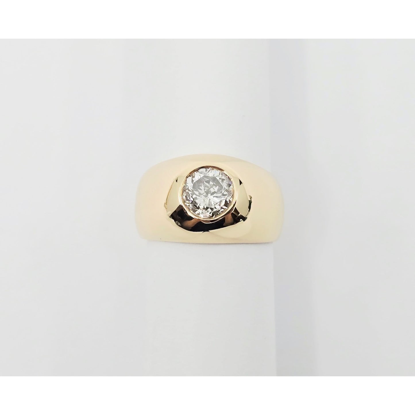 14K Yellow Gold Dome Bezel Set Old European Cut Diamond Ring