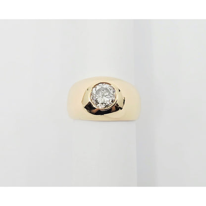 14K Yellow Gold Dome Bezel Set Old European Cut Diamond Ring