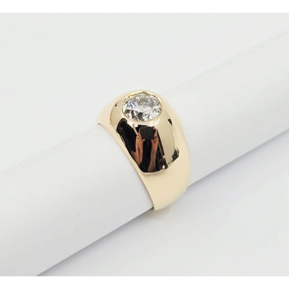 14K Yellow Gold Dome Bezel Set Old European Cut Diamond Ring