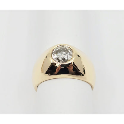 14K Yellow Gold Dome Bezel Set Old European Cut Diamond Ring