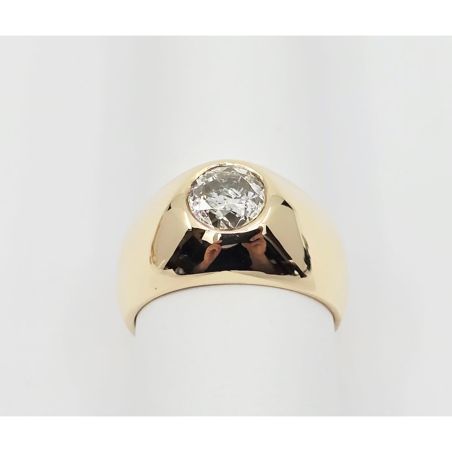 14K Yellow Gold Dome Bezel Set Old European Cut Diamond Ring