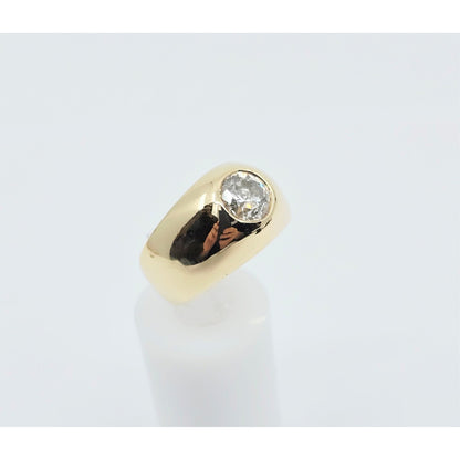 14K Yellow Gold Dome Bezel Set Old European Cut Diamond Ring