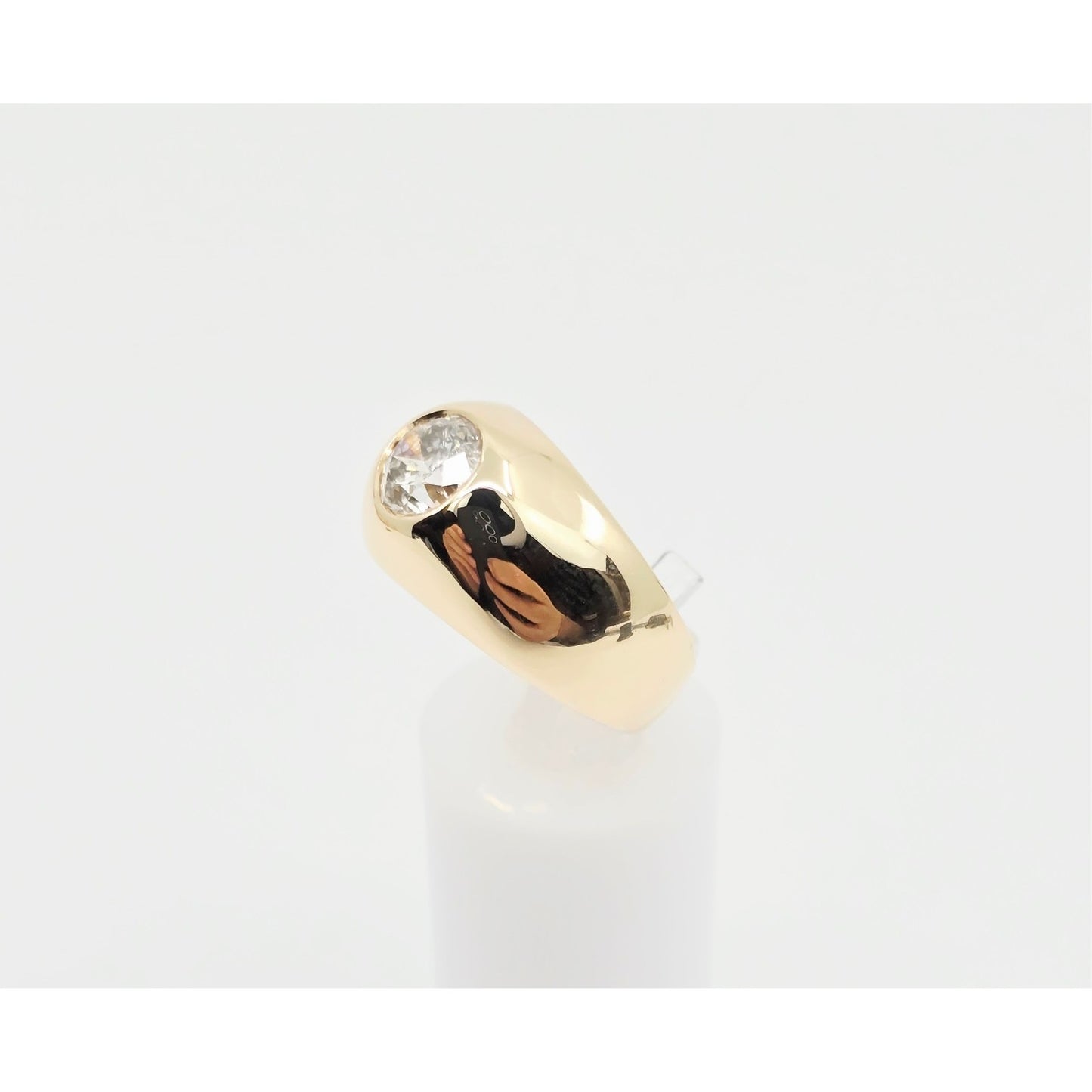 14K Yellow Gold Dome Bezel Set Old European Cut Diamond Ring