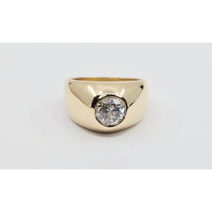 14K Yellow Gold Dome Bezel Set Old European Cut Diamond Ring