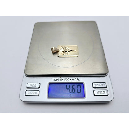 14K Yellow Gold Religious Diamond Cut Jesus Charm Pendant