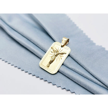 14K Yellow Gold Religious Diamond Cut Jesus Charm Pendant
