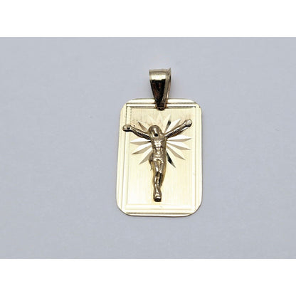 14K Yellow Gold Religious Diamond Cut Jesus Charm Pendant