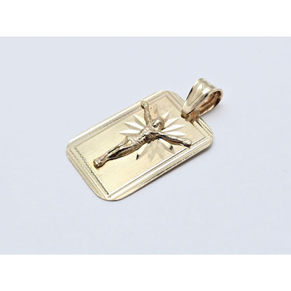 14K Yellow Gold Religious Diamond Cut Jesus Charm Pendant