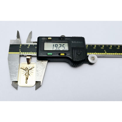 14K Yellow Gold Religious Diamond Cut Jesus Charm Pendant