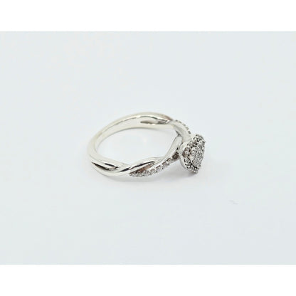 Sterling Silver 925 Heart Shaped Twisting Diamond Ring