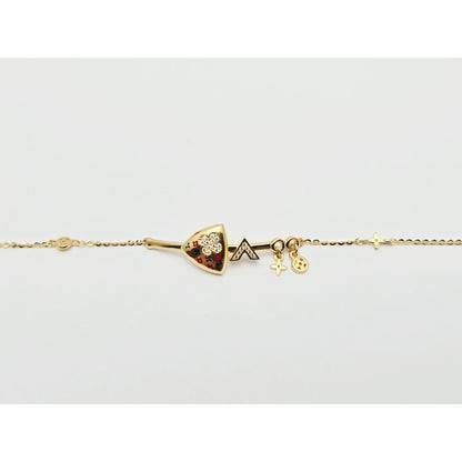 18K Yellow Gold Motion Enamel V Resizable Link Chain Bracelet