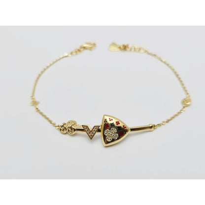 18K Yellow Gold Motion Enamel V Resizable Link Chain Bracelet