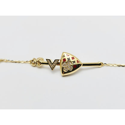 18K Yellow Gold Motion Enamel V Resizable Link Chain Bracelet