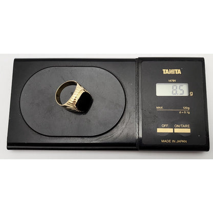 14K Yellow Gold Onyx Gemstone Ring