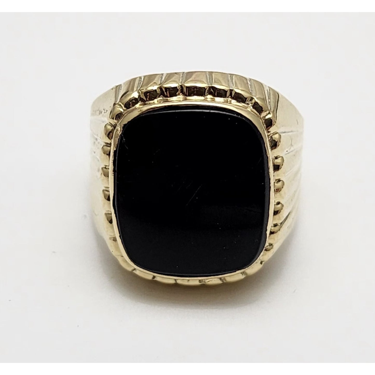 14K Yellow Gold Onyx Gemstone Ring