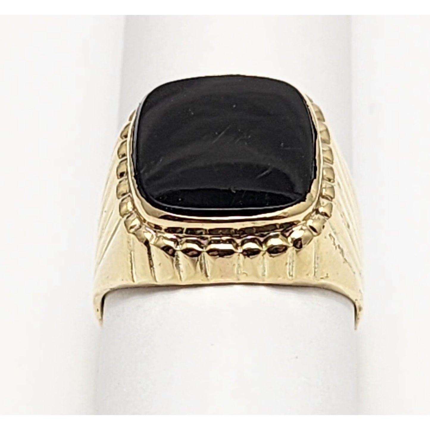 14K Yellow Gold Onyx Gemstone Ring
