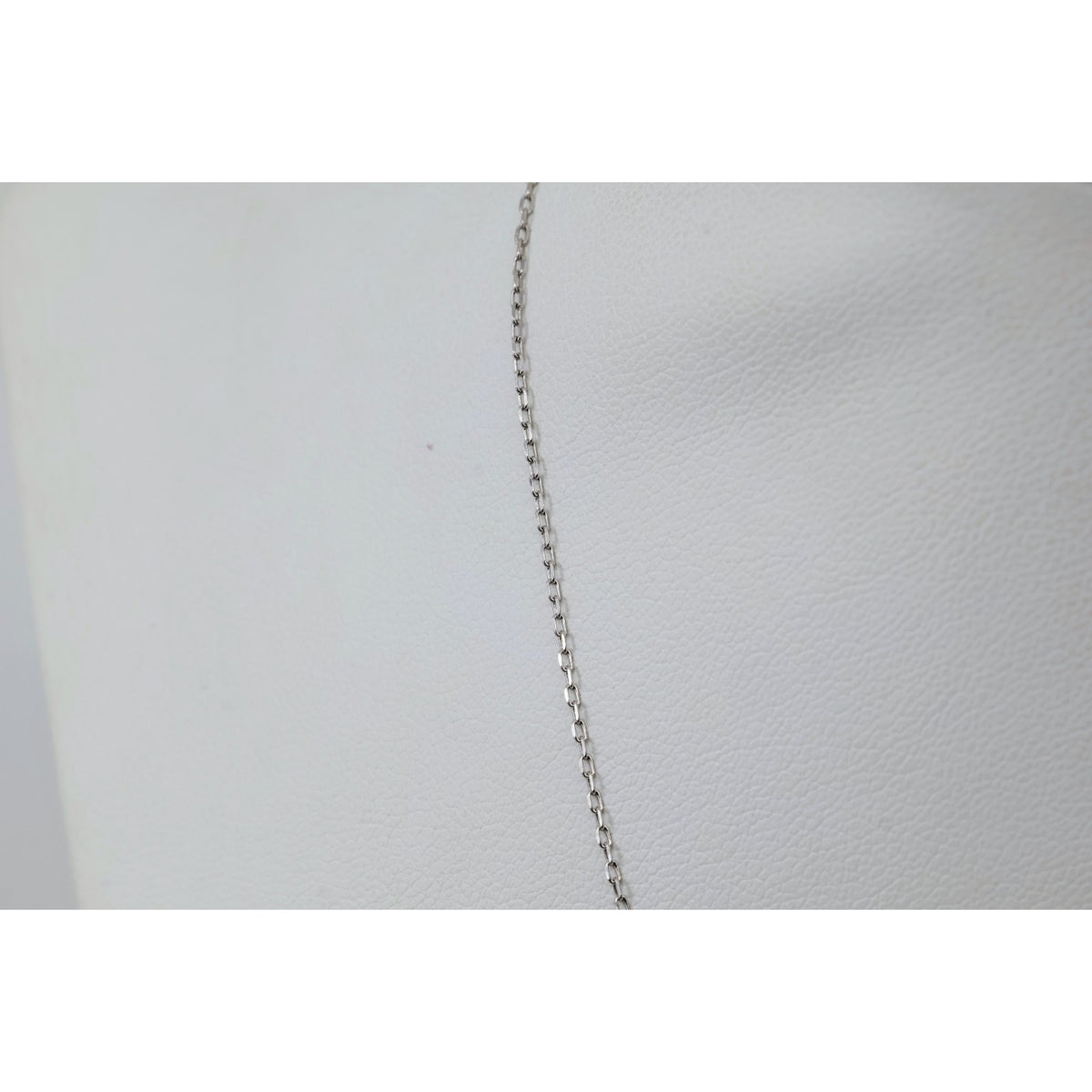 Thin 14K White Gold Diamond Vertical Bar Pendant Chain Necklace