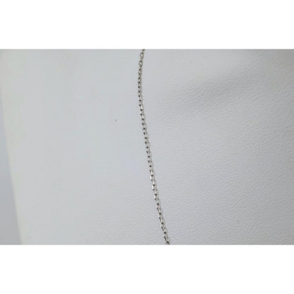 Thin 14K White Gold Diamond Vertical Bar Pendant Chain Necklace