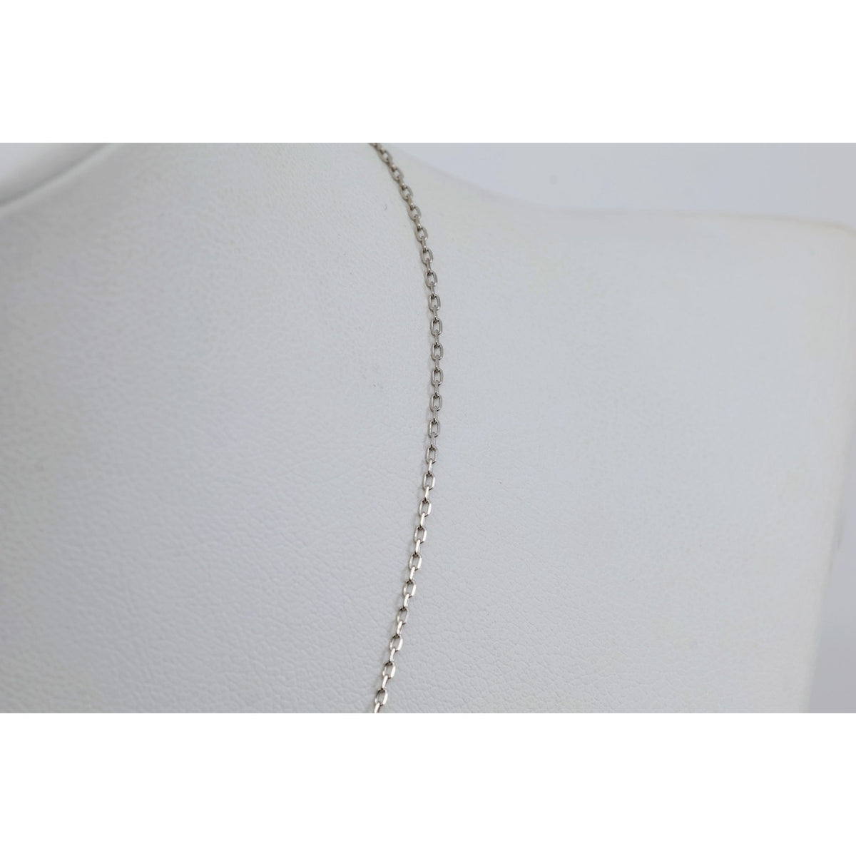 Thin 14K White Gold Diamond Vertical Bar Pendant Chain Necklace