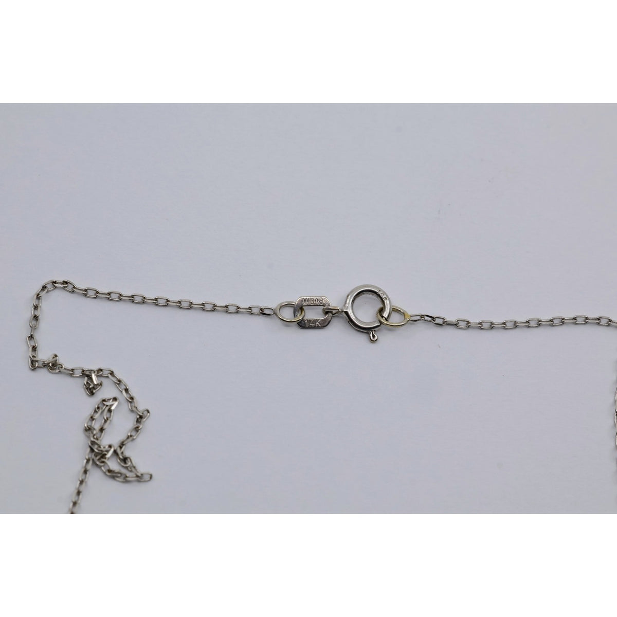 Thin 14K White Gold Diamond Vertical Bar Pendant Chain Necklace