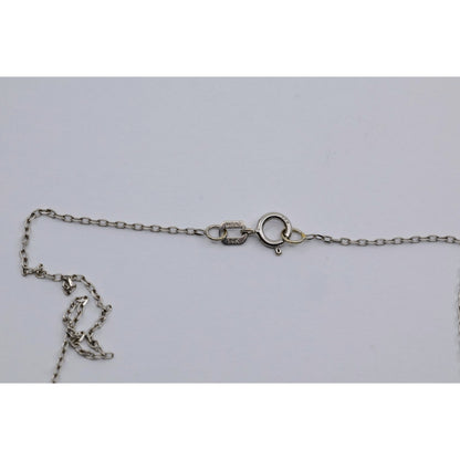 Thin 14K White Gold Diamond Vertical Bar Pendant Chain Necklace