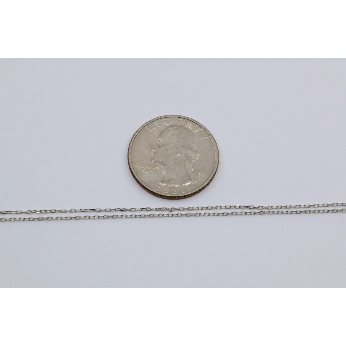 Thin 14K White Gold Diamond Vertical Bar Pendant Chain Necklace