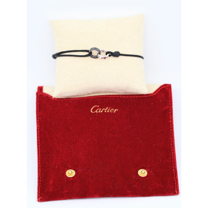 Cartier 18K White Gold Ceramic 4 Diamond LOVE Cord Bracelet