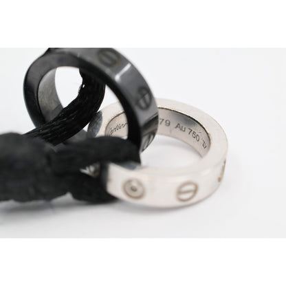 Cartier 18K White Gold Ceramic 4 Diamond LOVE Cord Bracelet