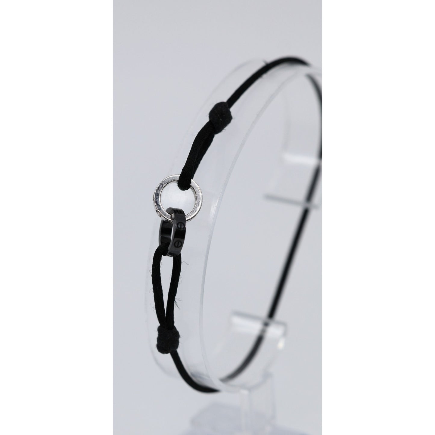 Cartier 18K White Gold Ceramic 4 Diamond LOVE Cord Bracelet