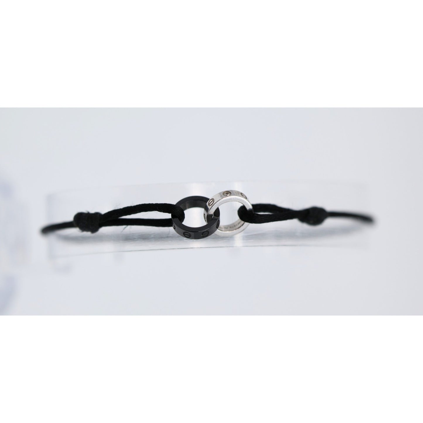Cartier 18K White Gold Ceramic 4 Diamond LOVE Cord Bracelet