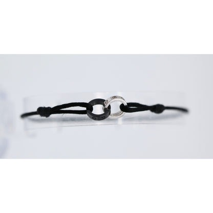 Cartier 18K White Gold Ceramic 4 Diamond LOVE Cord Bracelet