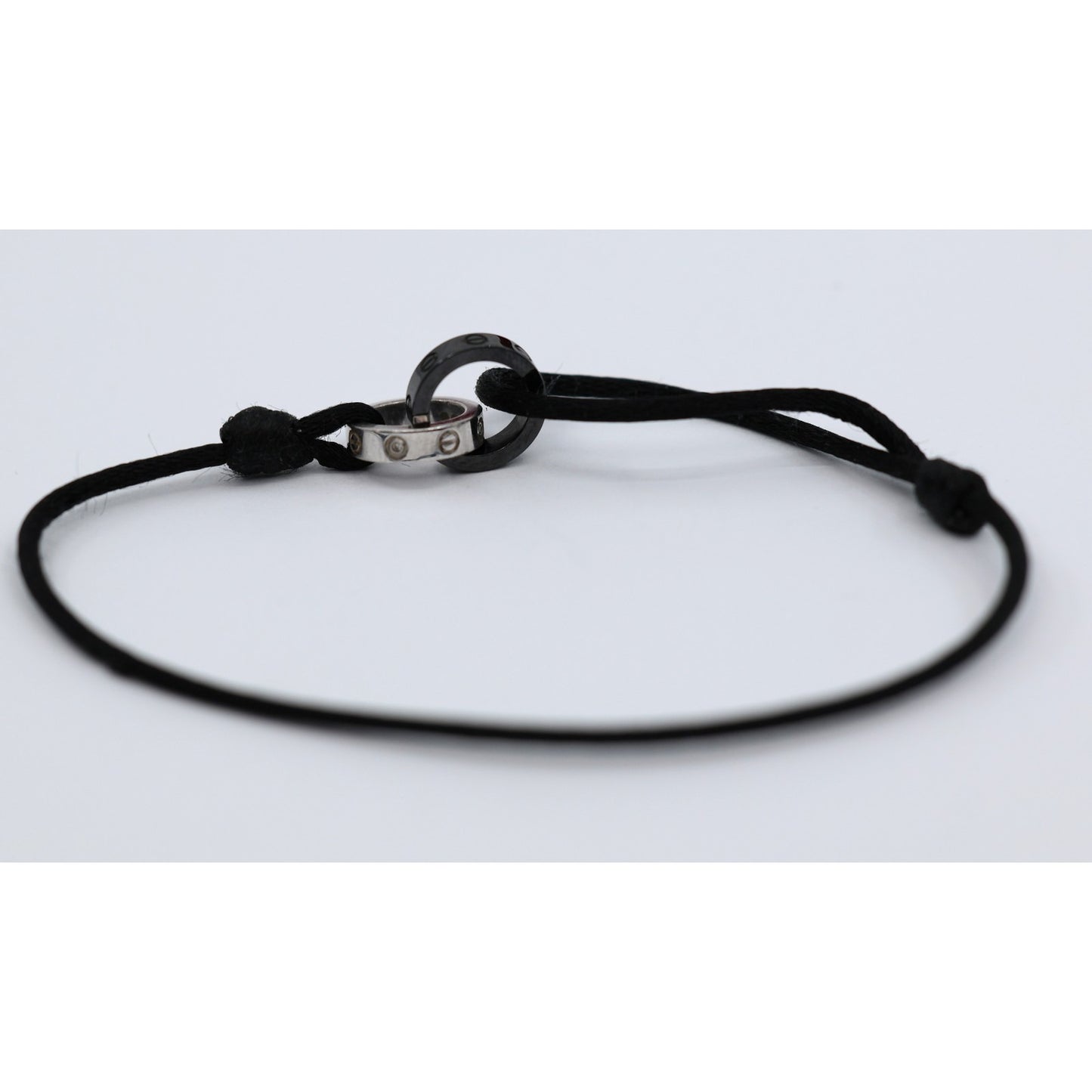 Cartier 18K White Gold Ceramic 4 Diamond LOVE Cord Bracelet