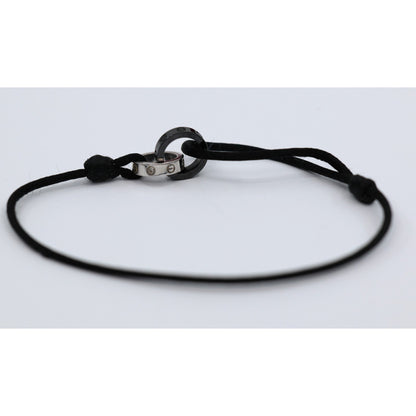 Cartier 18K White Gold Ceramic 4 Diamond LOVE Cord Bracelet