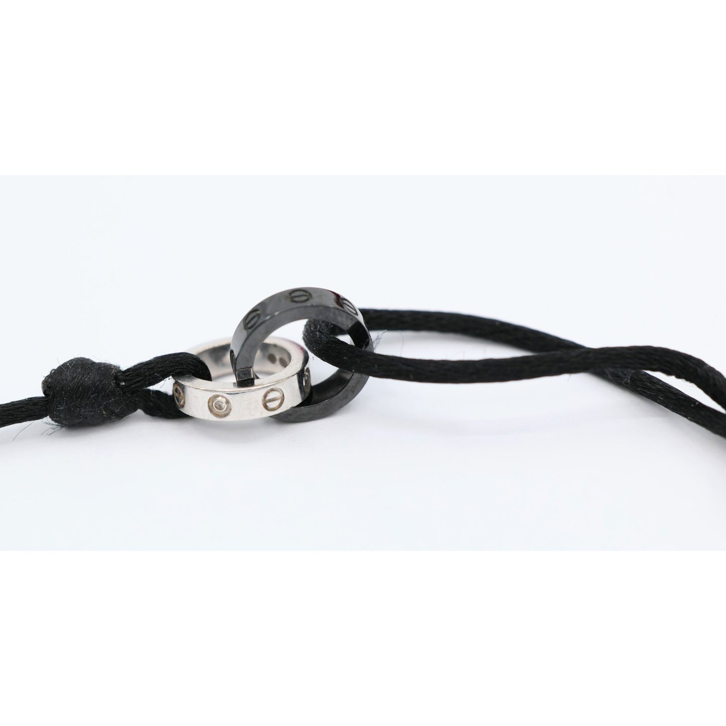 Cartier 18K White Gold Ceramic 4 Diamond LOVE Cord Bracelet