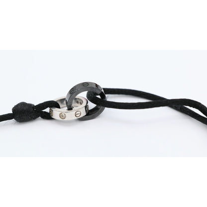 Cartier 18K White Gold Ceramic 4 Diamond LOVE Cord Bracelet