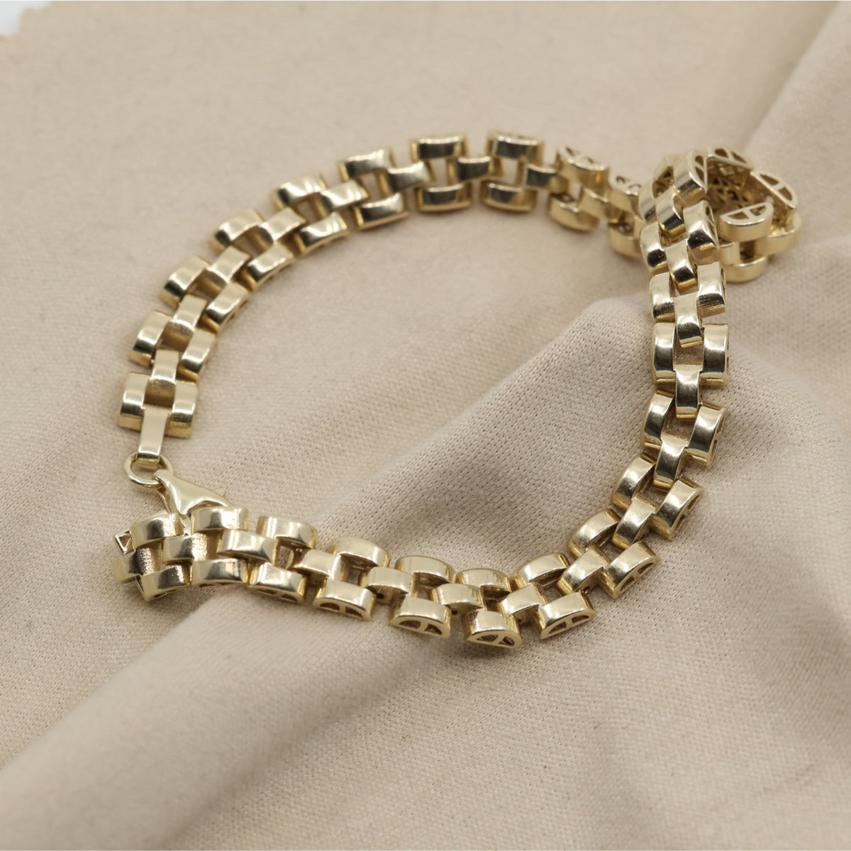 14K Yellow Gold Rolex Link Chain Bracelet