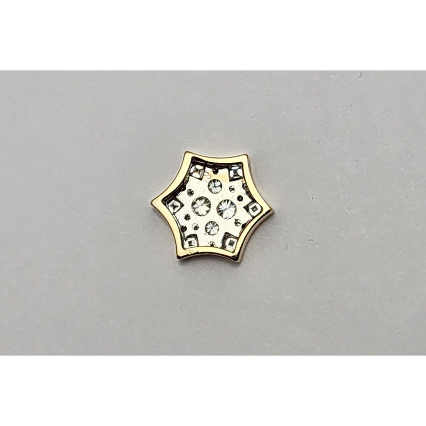 14K Two Tone Gold 6 Point Diamond Star Charm Pendant