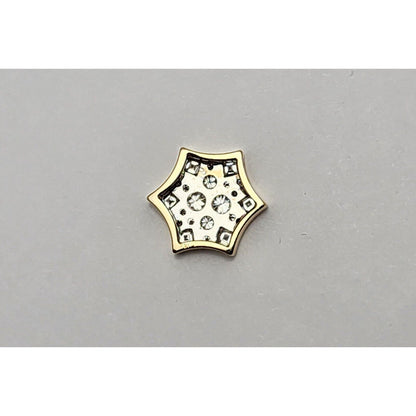 14K Two Tone Gold 6 Point Diamond Star Charm Pendant