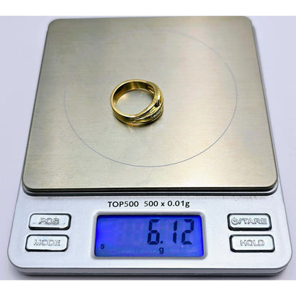 14K Yellow Gold Baguette Diamond Swirl Ring