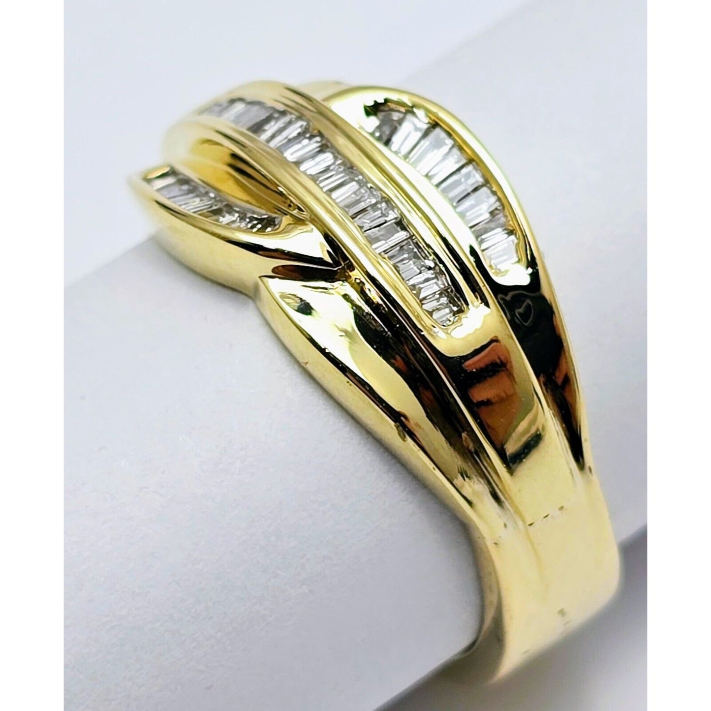 14K Yellow Gold Baguette Diamond Swirl Ring