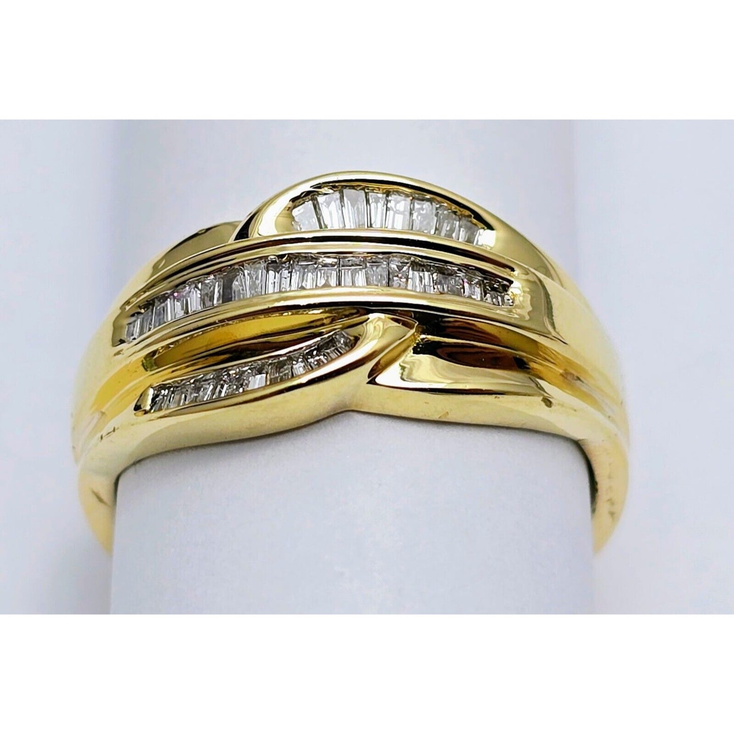 14K Yellow Gold Baguette Diamond Swirl Ring