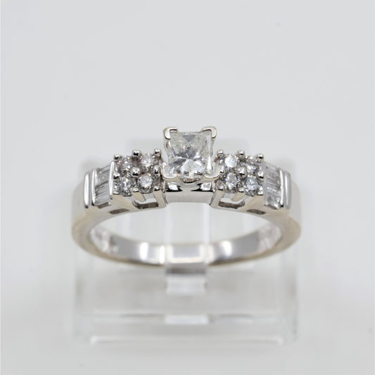 14K White Gold Princess Cut Diamond Engagement Ring
