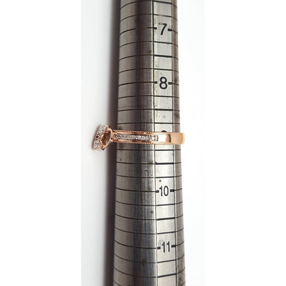 14K Rose Gold Diamond Band Ring w/ Hanging Lock Charm