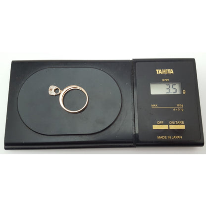 14K Rose Gold Diamond Band Ring w/ Hanging Lock Charm