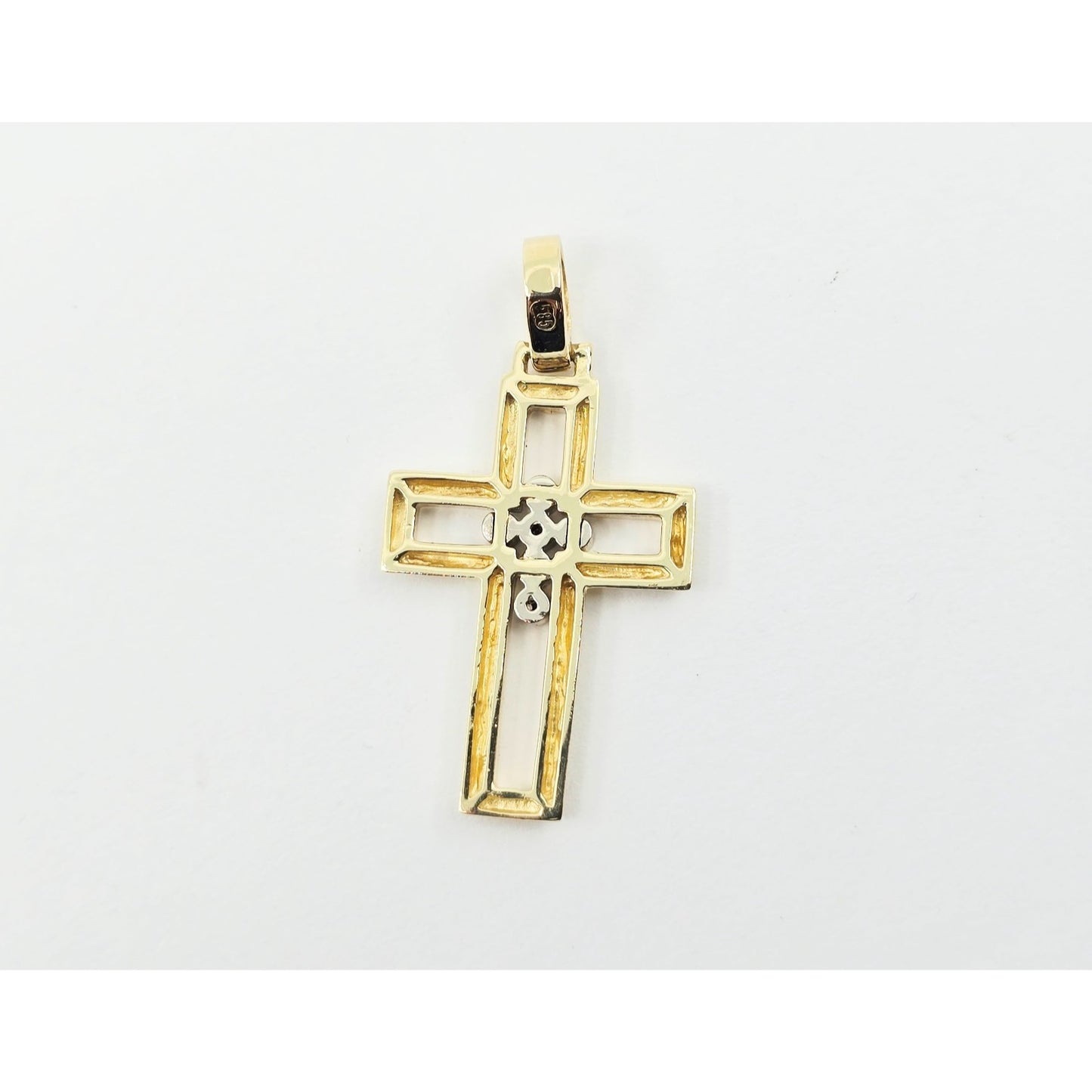 14K Yellow Gold Designer Religious Diamond Cross Pendant Charm