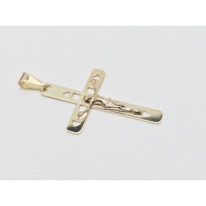 10K Yellow Gold Religious Jesus on Cross Charm Pendant