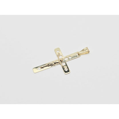 10K Yellow Gold Religious Jesus on Cross Charm Pendant