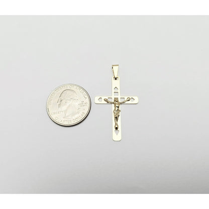 10K Yellow Gold Religious Jesus on Cross Charm Pendant